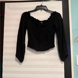 Mahina Black Ruffled Blouse